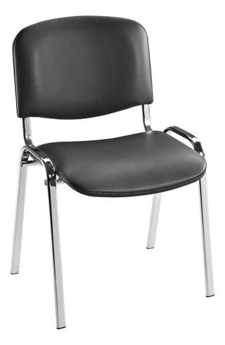 CHAISE CONFÉRENCE - VINYLE NON FEU NOIRE PIEDS CHROMÉ