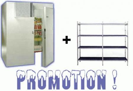 Chambre froide en kit à monter soi-même - dimensions intérieures L 1200 x P 1800 x H 1940 mm - froid ventilé et rayonnage inclus_0