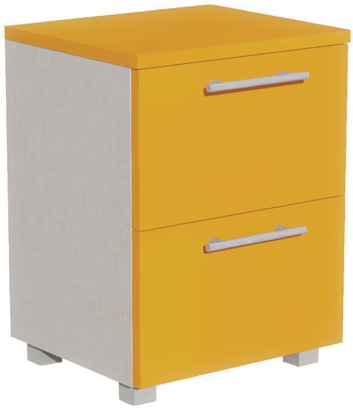 CHEVET IDENTITÉ 2 TIROIRS HAUT.60 CM ARGENT/ORANGE - MANUTAN COLLECTIVITÉS