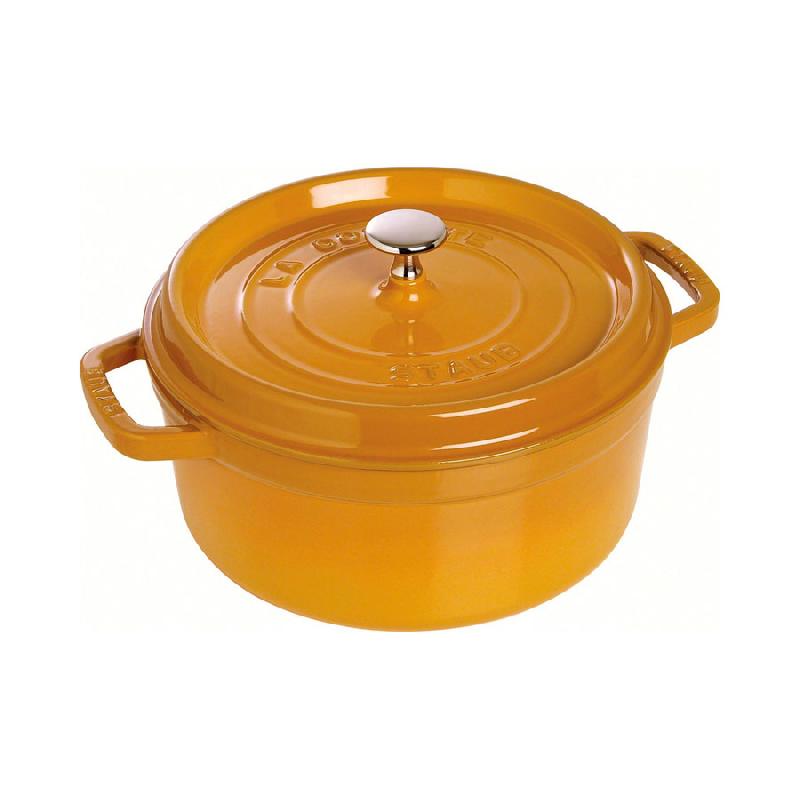 COCOTTE EN FONTE RONDE 24 CM JAUNE MOUTARDE - VITAMINES - STAUB