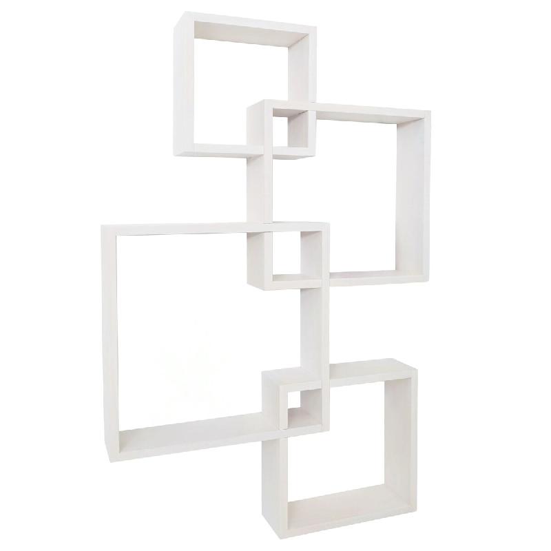 Décoshop26 - Étagère murale moderne en forme de cubes design contemporain 91 x 59 x 10 cm en bois blanc 04_0009076 - Bois massif 3000267305389_0
