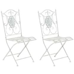 Décoshop26 - Lot de 2 chaises de jardin balcon terrasse design rustique pliable en métal blanc vieilli 10_0002873 - blanc 3000251249569_0