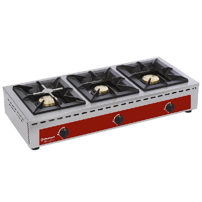 Diamond - Réchaud de table - 3 feux vifs (7+5+7 kW) - réf. RF3G/Q - gris inox AKS-RF3G/Q_0