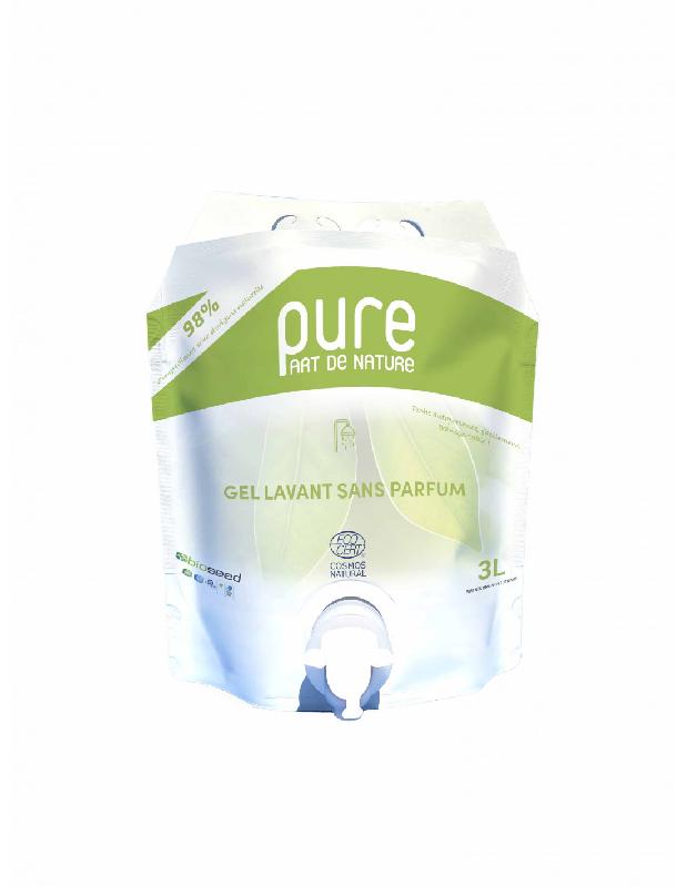 Ecorecharge gel lavant non parfumé 3L - Ecocert - Poche recyclable - Marque Pure Part de Nature_0