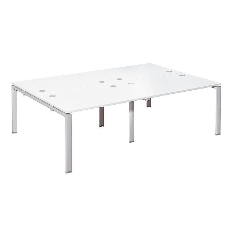 ENSEMBLE 4 POSTES DROITS E-LINK - L. 240 X P. 163 CM - PLATEAU BLANC - 4 PIEDS ALUMINIUM