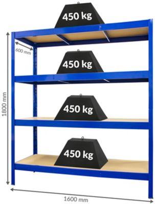 ÉTAGÈRE MÉTALLIQUE À EMBOÎTER – PROFONDEUR : 60 CM | CHARGE MAX PAR ÉTAGÈRE : 450 KG