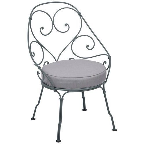 FAUTEUIL CABRIOLET 1900 GRIS ORAGE COUSSIN GRIS FLANELLE - FERMOB