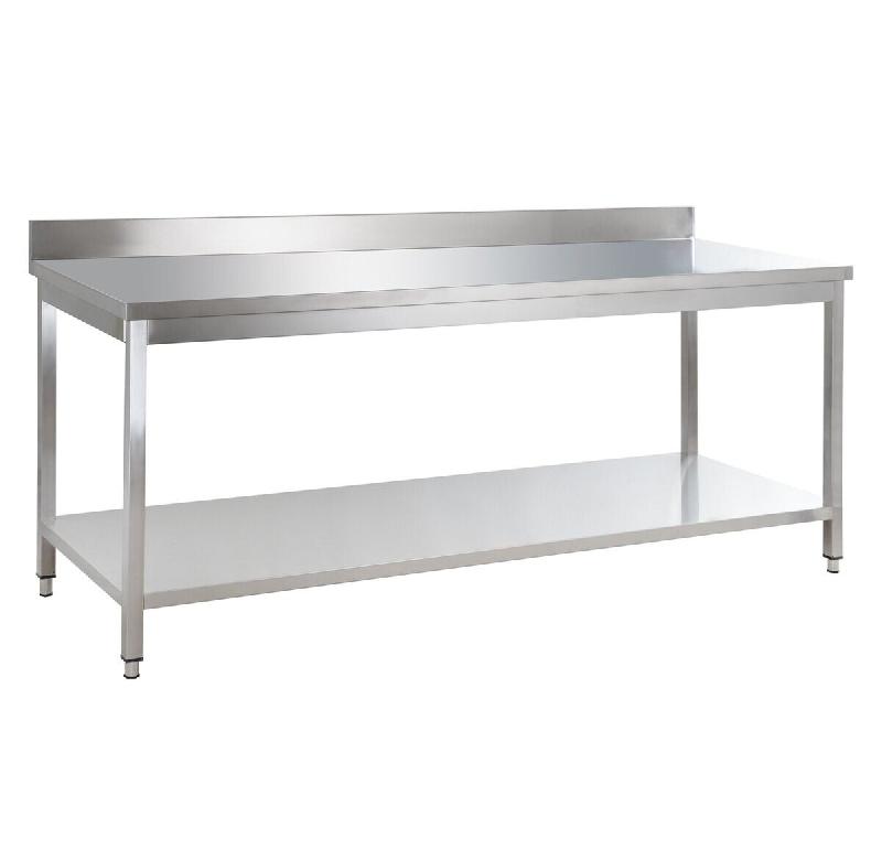 GastroHero Table de travail en inox Basique 16x6 avec étagère inférieure et dosseret, à monter soi-même - inox YATS166A_0