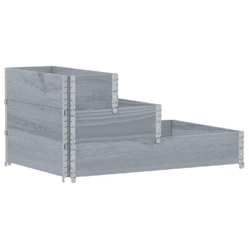 Helloshop26 - Jardinière bac lit surélevé plantes fleurs terrasse jardin à 3 niveaux 120 x 80 cm bois de pin massif gris 02_0039886 - 3000218660093_0