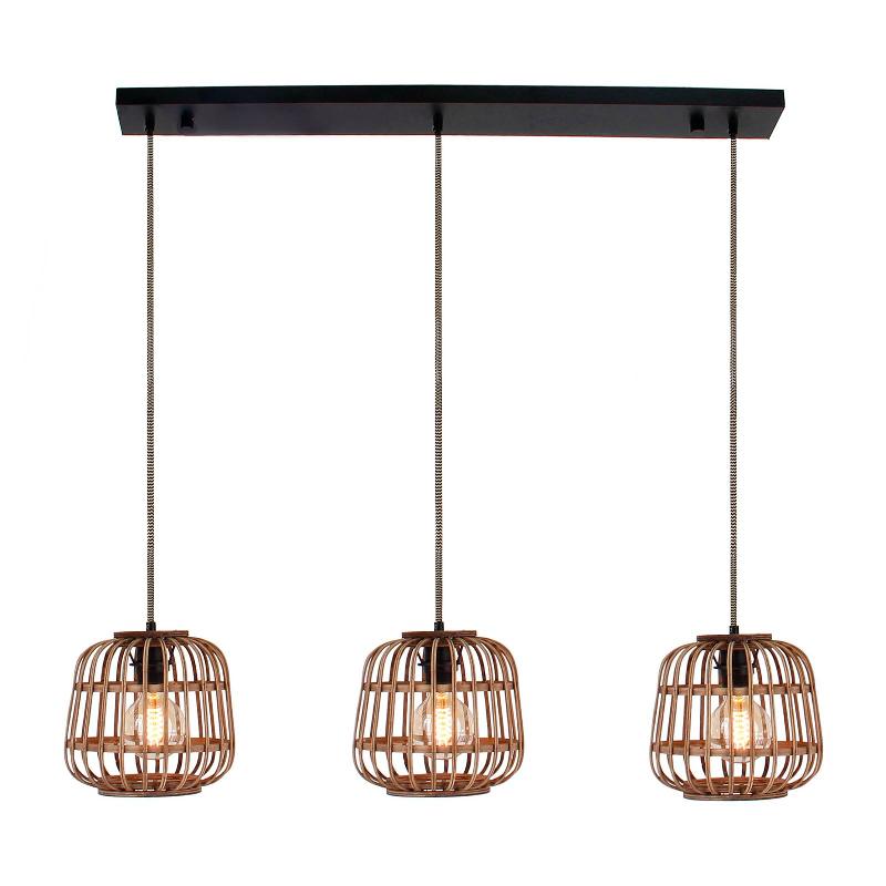 LINDBY BOMINIO SUSPENSION EN ROTIN, À TROIS LAMPES
