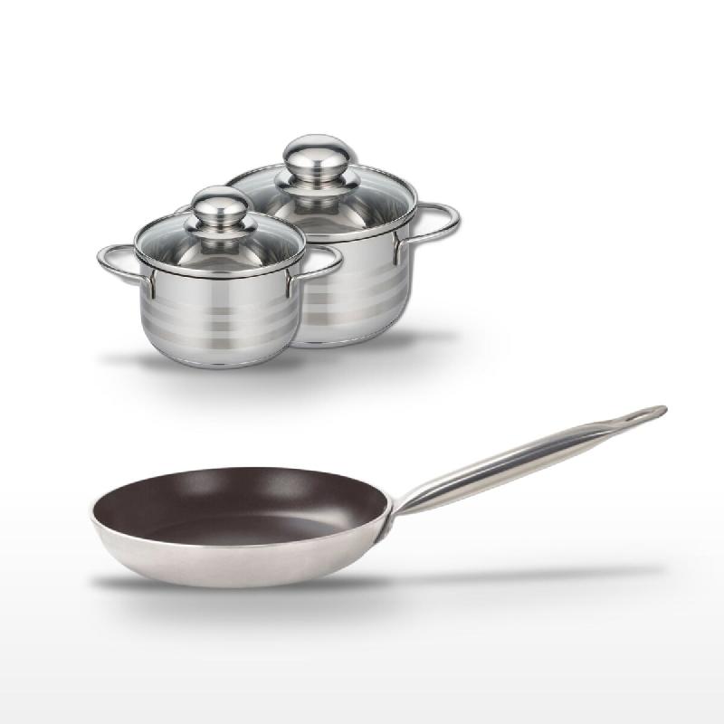 Lot Poêle 24cm & Faitouts 12/14cm Elo Bistro Line - gris 3176239984477_0