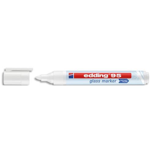 MARQUEUR EDDING E-95 EFFACABLE A SEC POUR TABLEAU EN VERRE - COLORIS BLANC