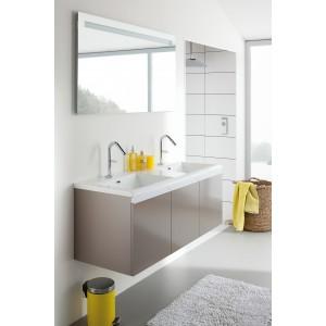 MEUBLE 120 CM 3 PORTES  2 VASQUES + MIROIR DÉCOR UNI EPOK SANIJURA