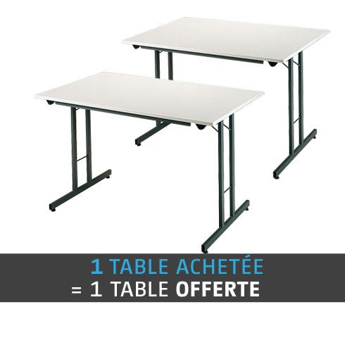 PACK 1 TABLE PLIANTE MULTI-USAGE L 120 X P 80 CM PLATEAU GRIS CLAIR / PIEDS ANTHRACITE + 1 OFFERTE