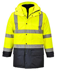 Parka bicolore executive 5-en-1 jaune marine S768, 3XL - Certifié CE, bandes réfléchissantes et capuche détachable_0