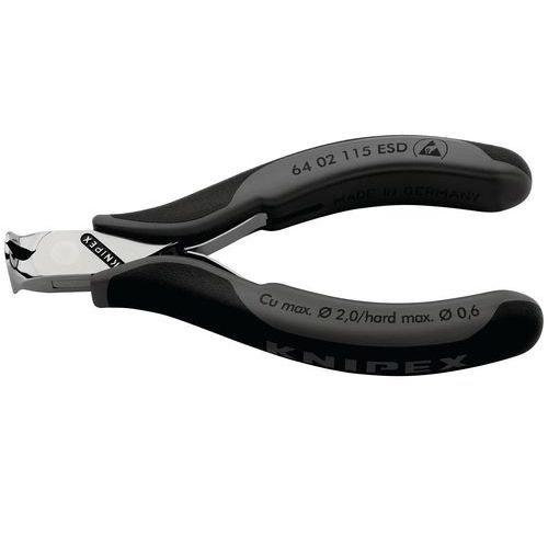 PINCE ÉLECTRO COUPANTE DE DEVANT SANS BISEAU 115MM - BI-MATIÈRE ESD - KNIPEX
