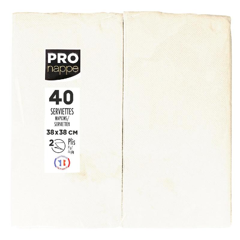 Pronappe - Réf.SV623942I - Carton de 1200 Serviettes ouate 2 plis - papier micro gaufré - pliées 1/8 - 38x38 cm - 30 paquets de 40 serviettes Ficel_0