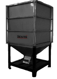 Trémie de stockage en acier inox - capacité 130 dm3 à 8000 dm3 - roulettes pivotantes autobloquantes_0