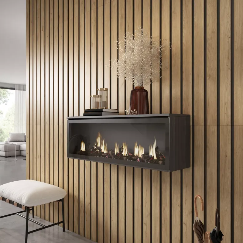 SKRAUT HOME - CHEMINéE éLECTRIQUE LED, ENCASTRABLE, EFFET FLAMME, 107X25X38CM, CHEMINéE éLECTRIQUE XXL, NOIR