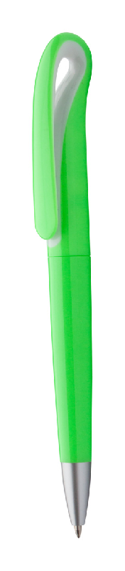 Stylo à bille Trendy - plastique poli vert citron - embout argenté - encre bleue_0