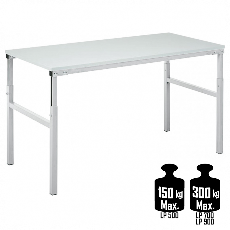 Table de travail ergonomique réglable en hauteur de 650 à 900 mm - Plateau mélaminé ou ESD - Charge jusqu'à 300 kg_0