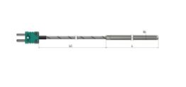Thermocouple tubulaire - Tube standard avec connecteur TT11 - Types K, N, J, T, E, R, S, B - Classe 1 et 2 - Matériau Inox 316L_0
