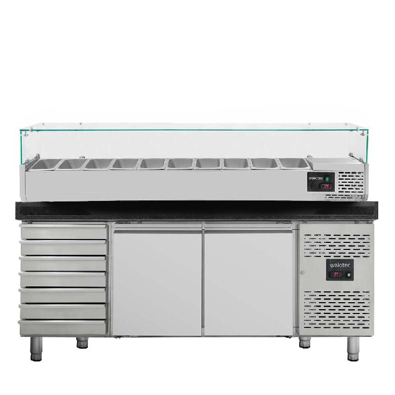 Vaiotec Table réfrigérée à pizza EASYLINE 800 / 2 portes & 7 tiroirs 