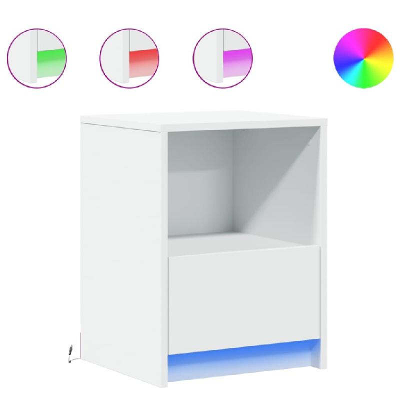 VidaXL Armoires de chevet et lumières LED 2pcs blanc bois d'ingénierie – Modèle Arrière-Plan - 852020_0