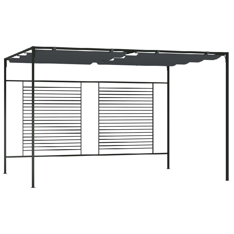 VidaXL Belvédère avec auvent rétractable 4x3x2,3 m Anthracite 180 g/m² Modèle Atlas Nova - noir 313625_0