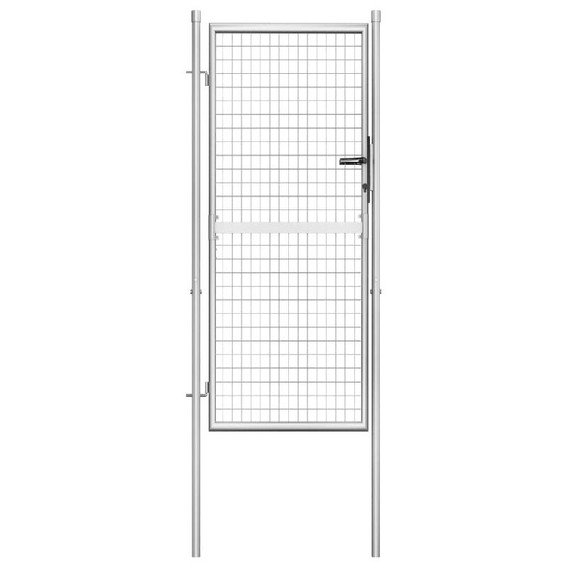 Vidaxl porte de jardin acier galvanisé 105x225 cm argenté 144759_0