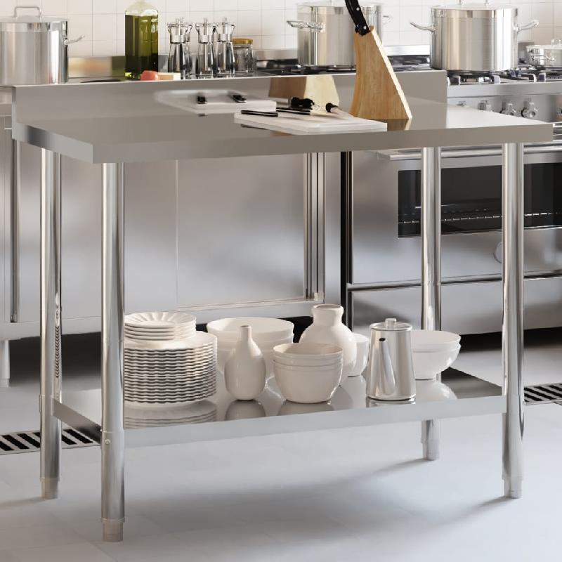 Vidaxl table de travail de cuisine avec dosseret 110x55x93 cm inox 376466_0