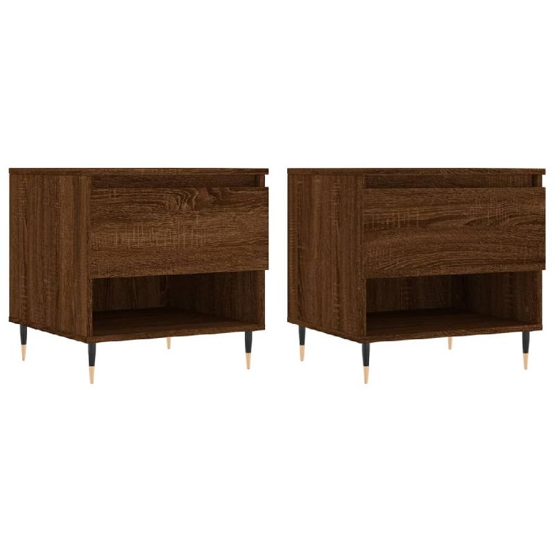 VidaXL Tables basses 2 pcs chêne marron 50x46x50 cm bois d'ingénierie Modèle Oslo Vintage - 830907_0