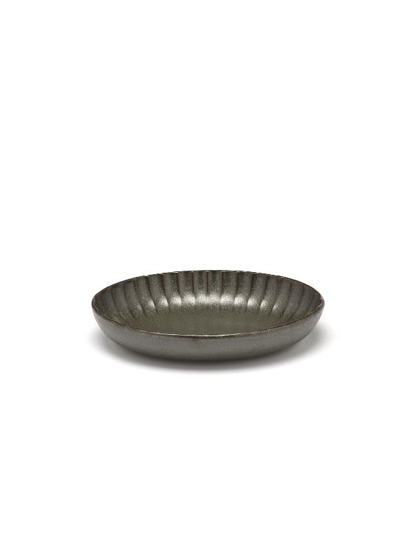 ASSIETTE CREUSE OVALE VERT GRÈS 19X13 CM INKU SERAX