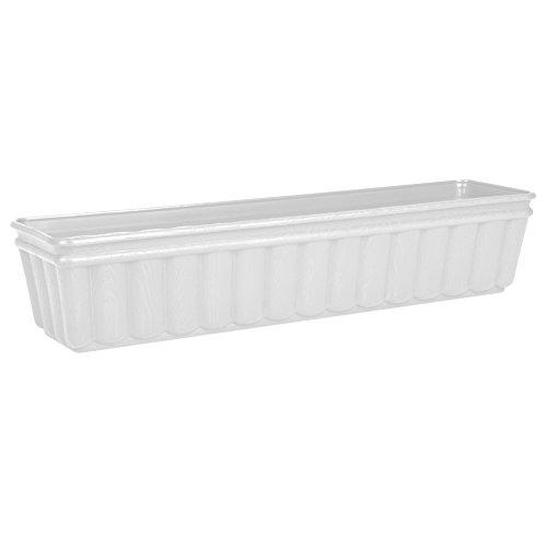 EMSA 959751200 - Jardinière BALCONE blanche 75 cm - imitation bois, plastique robuste et résistant aux intempéries_0