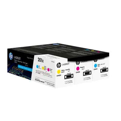 201X LaserJet, lot de 3 cartouches de toner grande capacité authentiques, cyan/magenta/jaune_0