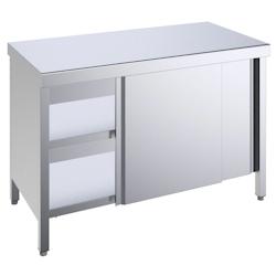 Armoire support de four avec 2 étagères et portes coulissantes - 1000x700x850 mm - 100107PC Eurast - gris inox 100107PC_0