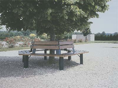 Banc public HEXAGO - 6 piètements en acier - Diamètre 2.40 m - Finition galvanisée et peinture_0