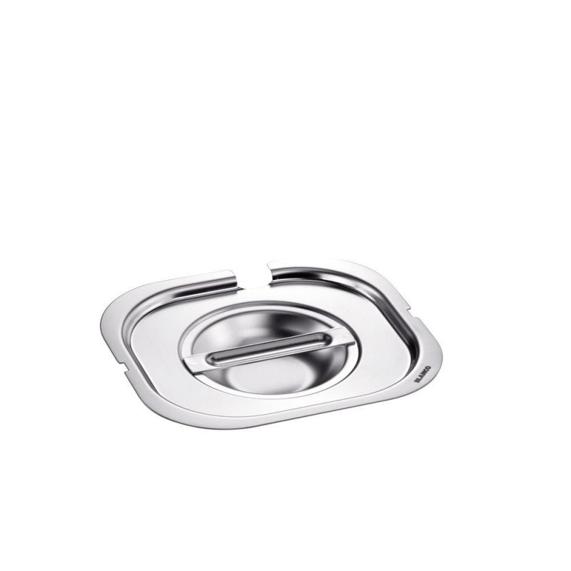 BLANCO ACIER INOXYDABLE GN - COUVERCLE GN 1/6 AVEC POIGNÉE ENCASTRÉE ET OUVERTURE POUR CUILLÈRE POUR LES BACS GN AVEC POIGNÉES ÉTRIER