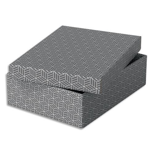 BOÎTE DE RANGEMENT/CADEAU ESSELTE - LOT DE 3 - FORMAT MEDIUM BAS - GRIS
