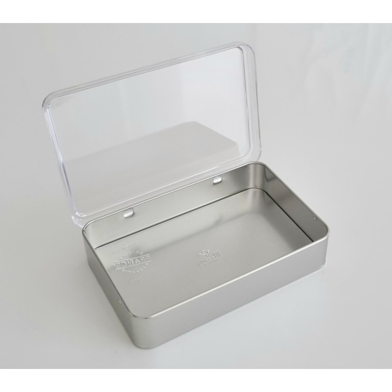 Boîte métal blanche - couvercle transparent avec charnière - Haut. 4 cm - BA000194 - Fabriquée à Massilly, France_0