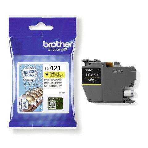 BROTHER CARTOUCHE LC421Y JAUNE POUR IMPRIMANTE JET D'ENCRE - CARTOUCHE AUTHENTIQUE