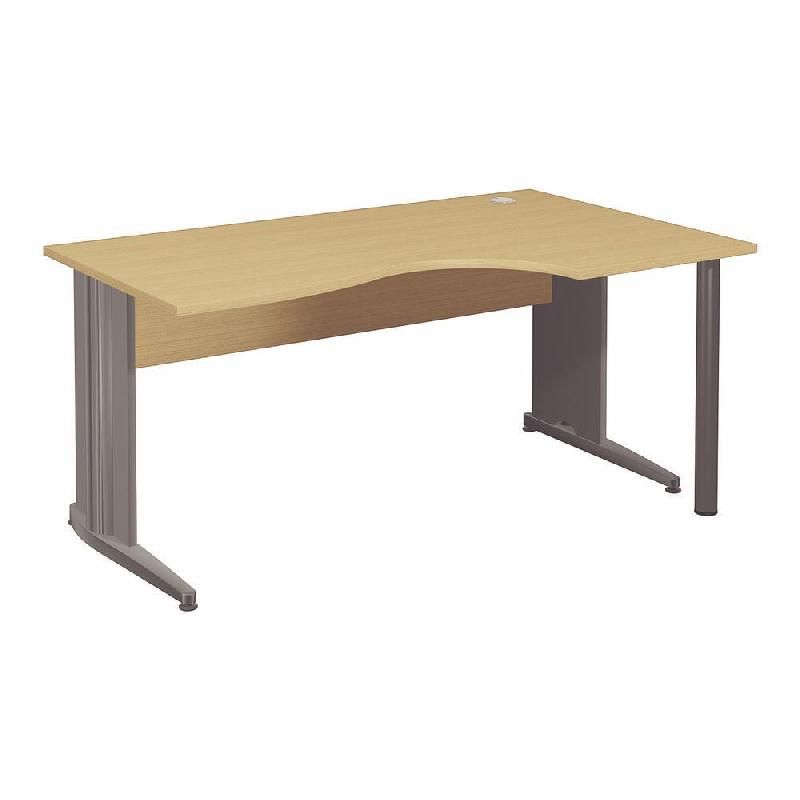 BUREAU COMPACT RETOUR À DROITE ACTIVITY MÉTAL 2 - L. 160 X P. 120 CM - PLATEAU POIRIER - PIEDS L 'ANTHRACITE'
