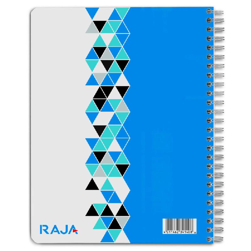 CAHIER A SPIRALES RAJA NOTEBOOK - 180 PAGES - 17 X 22 CM - 70 G/M² - PETITS CARREAUX 5X5 MM - LOT DE 5