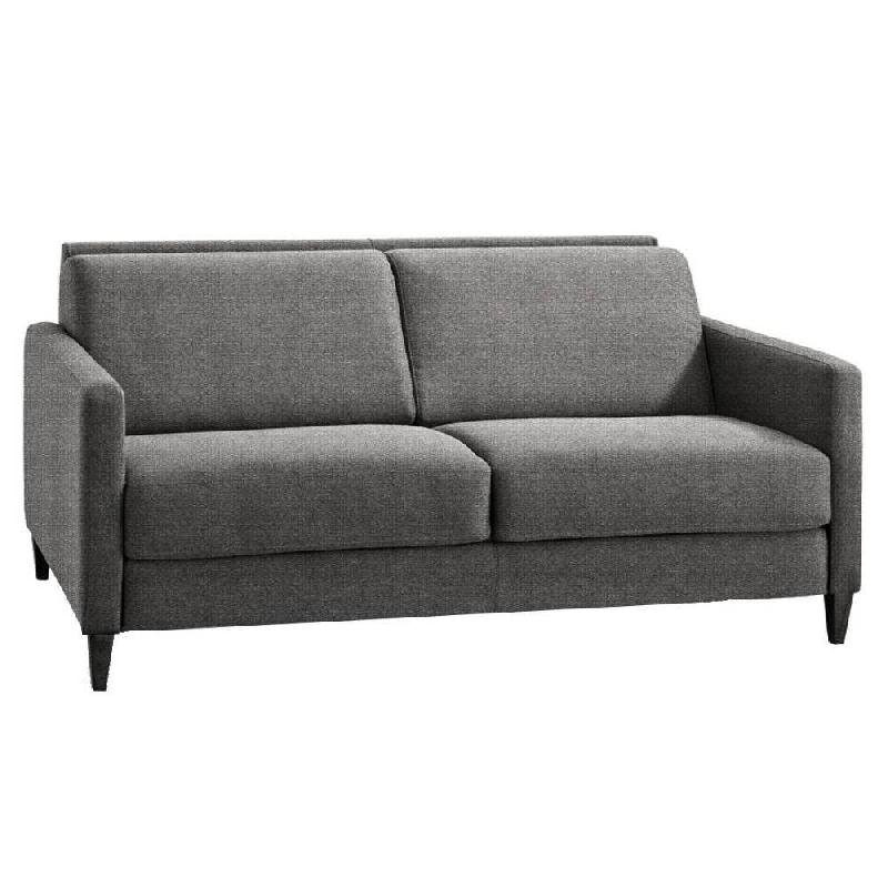Canapé convertible express OSLO Tweed gris silver - Couchage 140x197 cm - Matelas 16 cm - Sommier à lattes Renatonisi_0