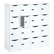 Casier de bureau Lockers 16 cases - Corps blanc, portes blanches - H 170,9 cm_0