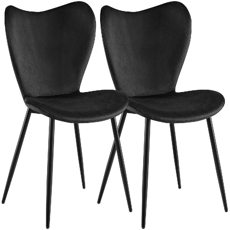 CLP Lot de 2 Chaises de Salle a Manger Maika Velours HBT: 80x50x58 cm Noir Velours - noir textile 328544_0