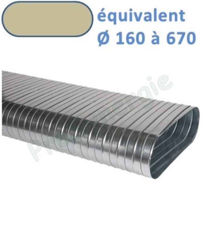 CONDUIT SPIRALÉ GALVA OBLONG L=3M 360X 80 MM POUR CONDUIT VENTILATION