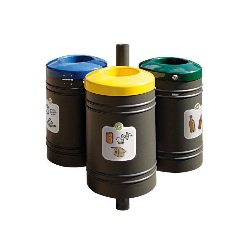 Corbeille Guyenne pour tri sélectif - inox brossé 40L - Réf : 208133.Gpro_0