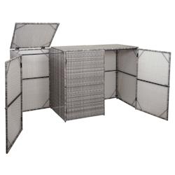 Décoshop26 - Abri de poubelles extérieur conteneurs à ordures polyrotin jusqu'à 3 bacs 3x120 litres gris 110x195x66 cm 04_0003690 - gris 3000033232697_0