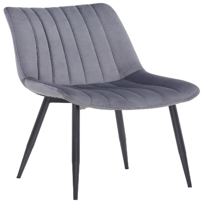 Décoshop26 - Chaise de salle à manger x1 couture décorative vertical avec pieds en métal noir mat et assise en velours gris 10_0002325 - gris mét_0